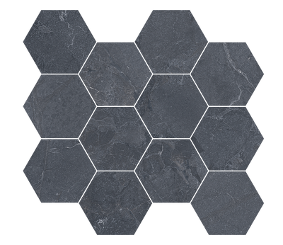 Black / 3.3x3.8 Hexagon Mosaic / Matte