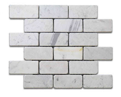 Grey / 2x4 Brick Mosaic / Tumbled