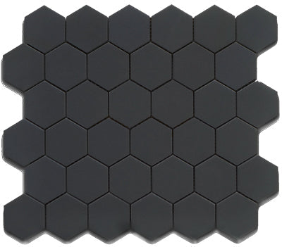 Black / 2x2 Hexagon Mosaic / Matte