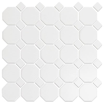 White / Octagon with Dot Mosaic / Matte