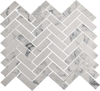 Arabescato / 1x3 Herringbone Mosaic / Matte