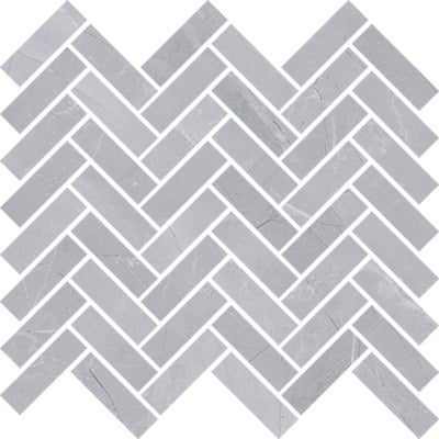 Silver / 1x3 Herringbone / Porcelain Matte