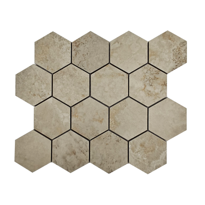 Cream Cross / 2.7x3.1 Hexagon Mosaic / Matte