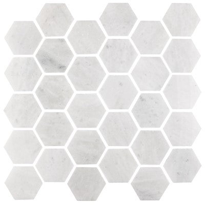 White / 2.5x2.5 Hexagon Mosaic / Honed