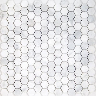 White / 1x1 Hexagon Mosaic / Honed