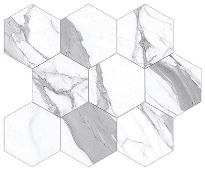 Statuario Superiore / 4x4.5 Hexagon Mosaic / Matte