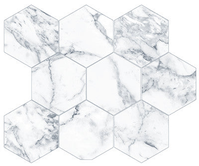 Arabescato / 4x4.5 Hexagon Mosaic / Matte