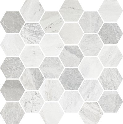 Grey / 2.5x2.5 Hexagon Mosaic / Honed