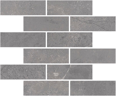 Ash / 2x6 Interlocking Brick Mosaic / Matte