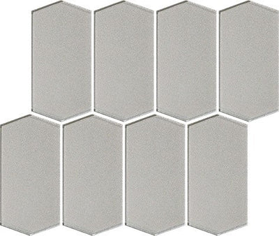 Silver / 3x6 Elongated Hexagon Mosaic / Glossy