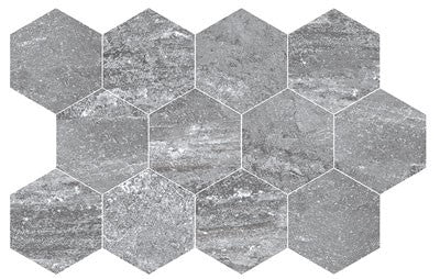 Grey / 4x4.5 Hexagon Mosaic / Matte