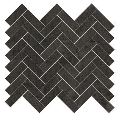Black / 1x3 Herringbone Mosaic / Matte