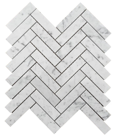 White / 1x3 Herringbone Mosaic / Honed