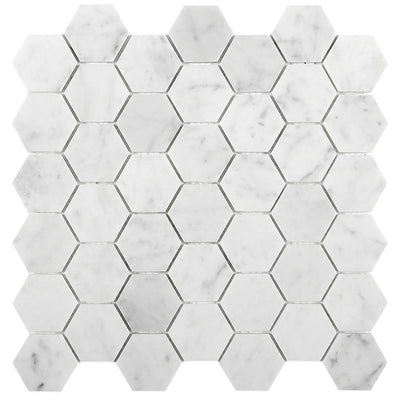 White / 2x2 Hexagon Mosaic / Honed