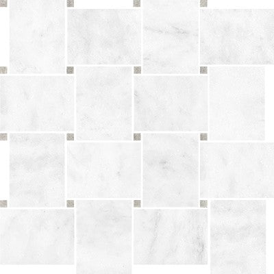 White / Basketweave with Marmarma Grey Mosaic / Honed