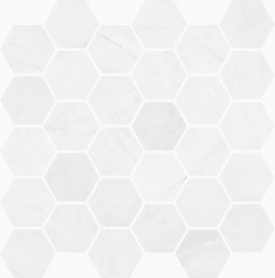 White / 2.5x2.5 Hexagon Mosaic / Honed