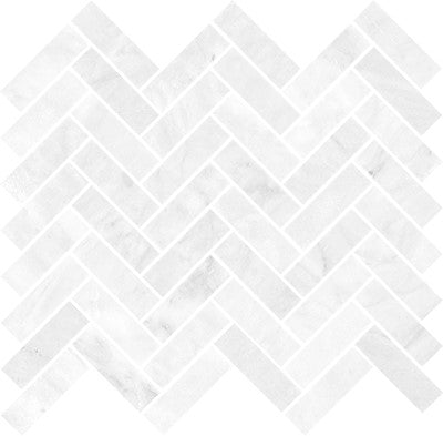White / 1x3 Herringbone Mosaic / Honed