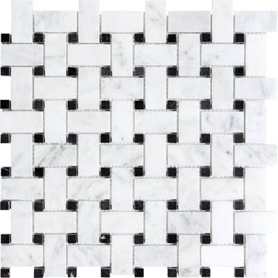 White / Ida with Black Dot Mosaic / Honed