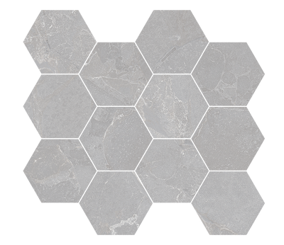 Grey / 3.3x3.8 Hexagon Mosaic / Matte
