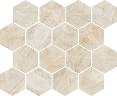 Beige / 2.75x3.25 Hexagon Mosaic / Matte