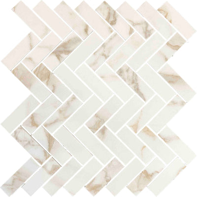 Gold / 1x3 Herringbone Mosaic / Porcelain Matte