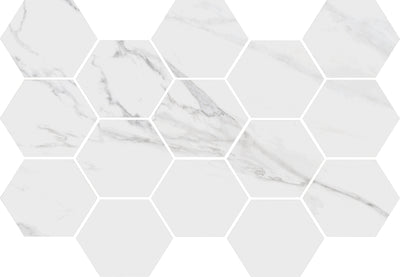 Carrara / 2x3 Hexagon Mosaic / Matte