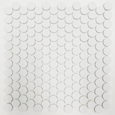 Chalk / 7/8in Penny Round Mosaic / Matte