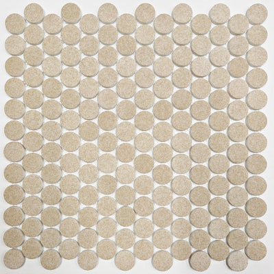 Sand / 7/8in Penny Round Mosaic / Matte