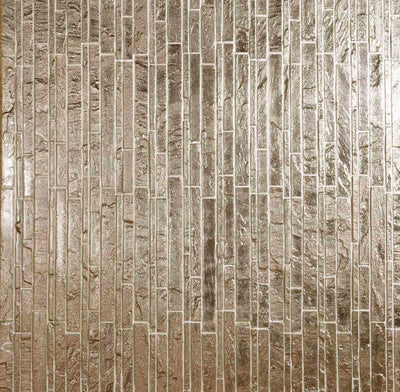 Pale Gold / 1x12 Mesh Mosaic / Metallic Foil on Sandstone