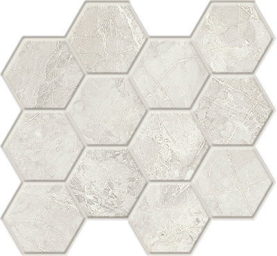 Savoy White / 3x3.5 Hexagon Mosaic / Matte