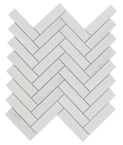 White / 1x4 Herringbone Mosaic / Honed