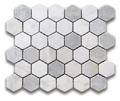 Grey / 2x2 Hexagon / Tumbled