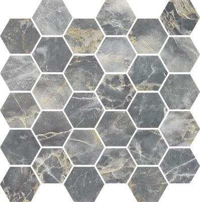 Blue / 2.5x2.5 Hexagon / Honed