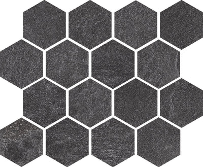 Black / 2.75x3.25 Hexagon Mosaic / Matte