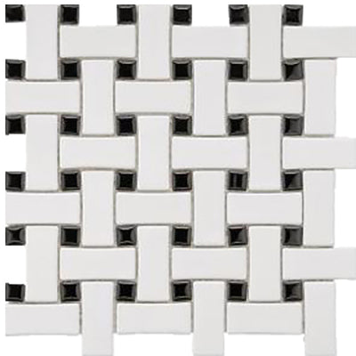 White & Black / Basketweave Mosaic / Matte
