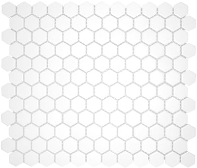 White / 1x1 Hexagon Mosaic / Matte