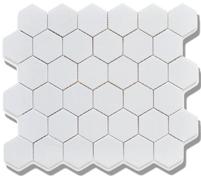 White / 2x2 Hexagon Mosaic / Matte
