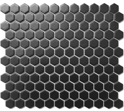 Black / 1x1 Hexagon Mosaic / Matte
