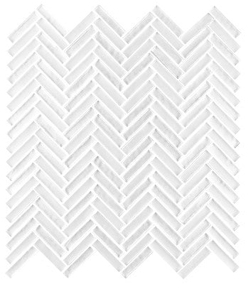 Crystal / .375x1.875 Herringbone Mosaic / Glossy