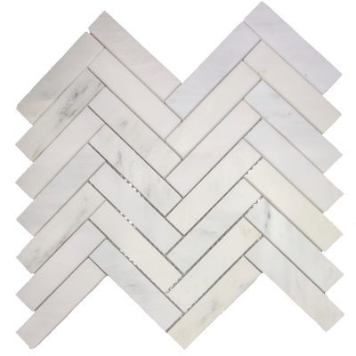 White / 1x4 Herringbone Mosaic / Honed