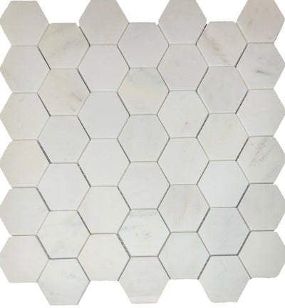 White / 2x2 Hexagon Mosaic / Honed