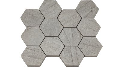Silver / 3x3.5 Hexagon Mosaic / Matte