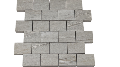 Silver / 2x3 Brick Mosaic / Matte
