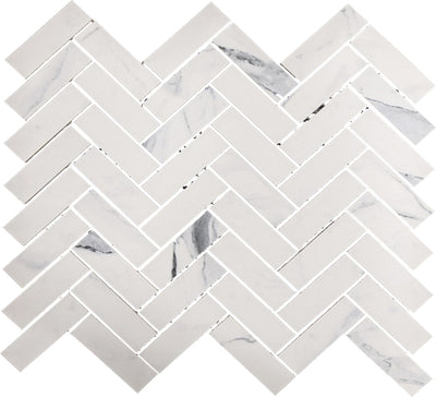 Statuario Superiore / 1x3 Herringbone Mosaic / Matte